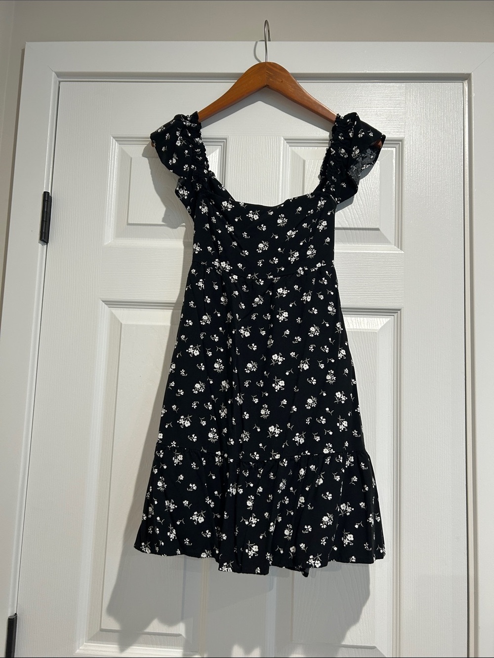 Hollister Black Mini Dress with White Floral Print